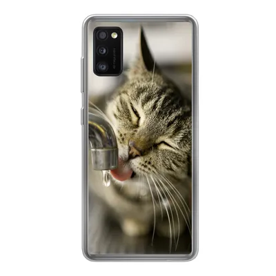 Produktbild von MuchoWow® Handyhülle Schutzhülle Hülle für Samsung Galaxy A41 Katze - Wasserhahn - Getränk Silikon Softcase Handy Hülle - Mobiltelefon