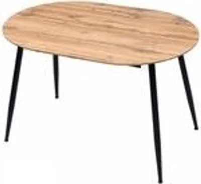 Produktbild von Esstisch Rodrigo ausziehbar 120-150-180 x 80 cm 4-10 Personen Ovaler Küchentisch mit Metallgestell für Küche, Esszimmer Holz Optik,Farbe:Eichefarben