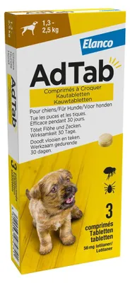 Productafbeelding van Adtab Hond Kauwtabletten - 3 tabletten 1,3 - 2,5KG