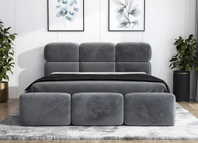 Produktbild von Polsterbett MAROKO 160 x 200 mit Matratze und Bettkasten. Farbe: Grau