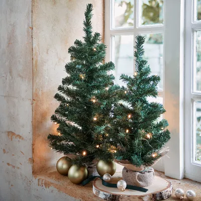 Image de Sapin artificiel dans sac de jute 90cm vert