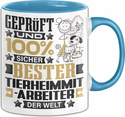Produktbild von Tierheimmitarbeiter Geschenk Lustiger Spruch für Tierheimmitarbeiter Geschenkidee Bester Tierheimmitarbeiter Der Welt (Blau)