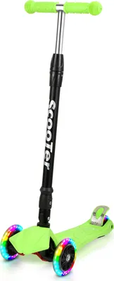 Produktbild von Yakimz Kinderroller Faltbar Tretroller Cityroller LED Räder Kickscooter Dreiradscooter Höhenverstellbar Grün