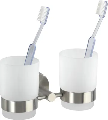 Produktbild von WENKO Zahnputz Becher Edelstahl rostfrei Bürsten Halter Bad Accessoires BOSIO