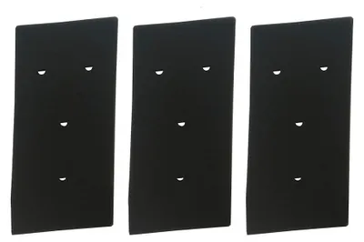 Three black rectangular filters are arranged side-by-side against a white background.