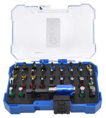 Immagine prodotto di Set kit cofanetto inserti bit bits porta inserto per avvitatore, inserti avvitatore, set punte per giravite trapano o cacciavite, con portainserti magnetico, 32 pezzi, Geko