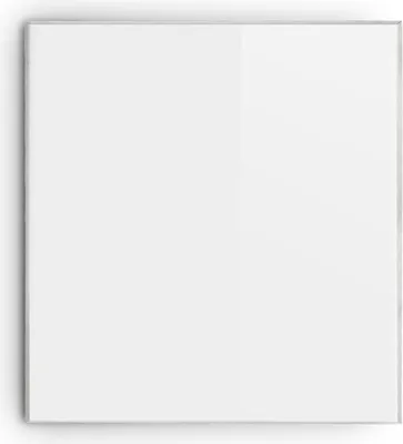 A white infrared heater with a silver frame is shown against a white background.