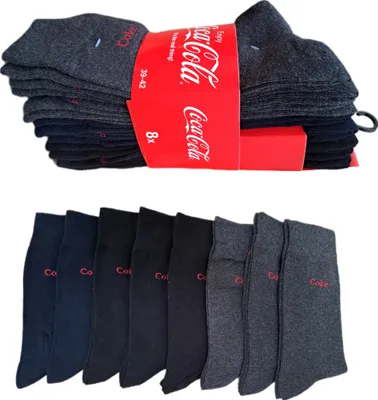 Produktbild von Coca Cola 16 Paare Herren Business Socken für Freizeit und Sport im Blau/Grau Farbmix in 39-42