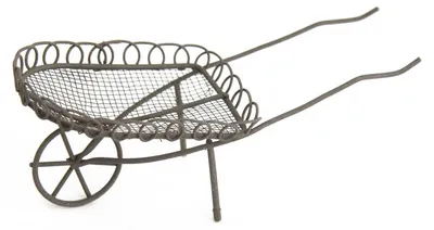 Produktbild von Minigarten Schubkarre braun Metall 13 cm Deko Figur Garten
