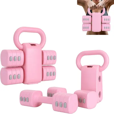 Image de Ensemble de kettlebells réglables 2-en-1, de 2 à 5 kg, pour l'entraînement de la force à domicile