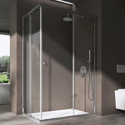 Image de doporro Cabine de Douche en Angle Transparent 70x100cm Paroi de Douche Hauteur de 190cm Portes Coulissantes Montage Réversible Receveur de Douche Inclus Ravenna16K