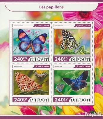 Produktbild von Briefmarken Dschibuti 2017 Mi 1692-1695 Kleinbogen (kompl. Ausg.) postfrisch Schmetterlinge