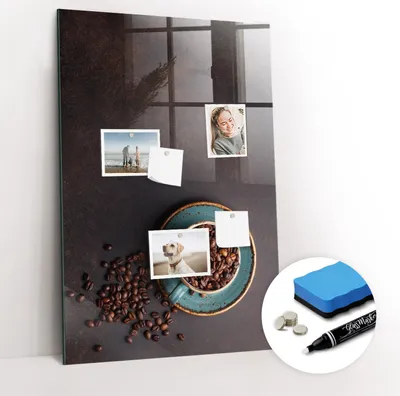 Produktbild von Magnetpinnwand Memoboard - Zubehörsatz - Weißer Marker + Schwamm + Magnete - 60 x 90 cm - Kaffeebohnen
