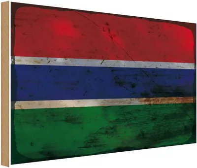 Produktbild von vianmo Holzschild 30x40 cm Gambia the Flagge Fahne Wappen