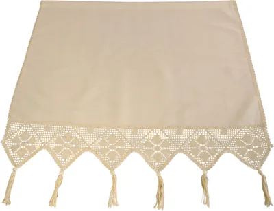 Image de Rideau beige avec dentelle au crochet, 90 x 150 cm, rideau couleur naturelle avec franges