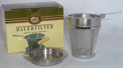 Melkpan 6 cm mit Teefilter, Edelstahl, spülmaschinengeeignet