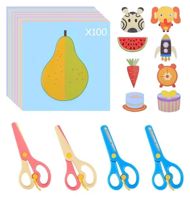 Produktbild von Bastelset 4 Scheren 100 Papierbögen für DIY & Scrapbooking