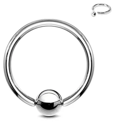 Imagen del producto de Anillo Klemkugel de acero quirúrgico, de 0,8 a 1,6 mm, con un grosor de 1,2 mm y un diámetro interior de 16 mm. Joyería para piercings