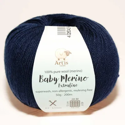 Produktbild von Baby Merino Extrafine Art'is Yarn 100 % Wolle | Mulesing-frei & Superwash (50 g / 200 m) (200 marineblau)