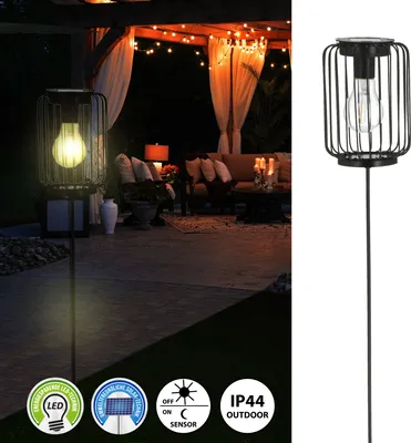 Produktbild von LED Solar Stecker "Streben" 14x18cm H100cm Gartenstecker Eisen warmweiß Gartenleuchte Gartenlampe Netzoptik