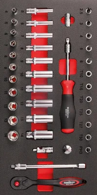 Produktbild von Bikeservice Moduleinlage Steckschlüssel 1/4", 39-teilig