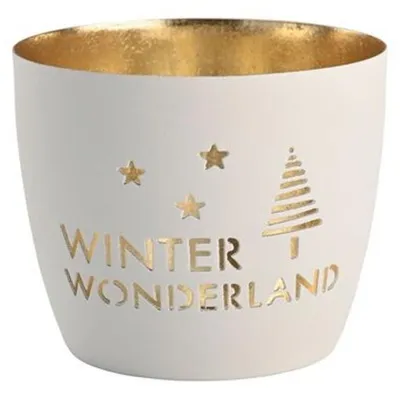 Imagen del producto de Empresa de regalos Windlicht. Modelo Madras. Colección "Winter Wonderland". Color: blanco y dorado