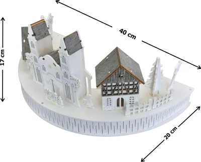 Image de Village en bois avec église LED 17x40 cm