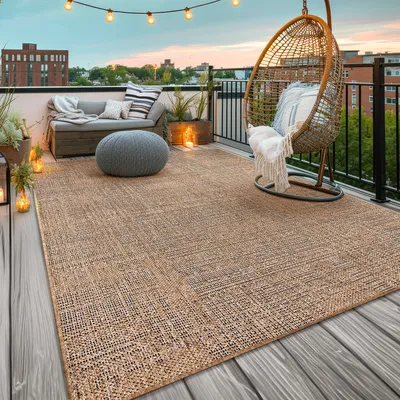 Produktbild von TT Home In-& Outdoorteppich Wetterfest Terrasse Uni Moderner Boho Abstrakt Größe 200x280 cm