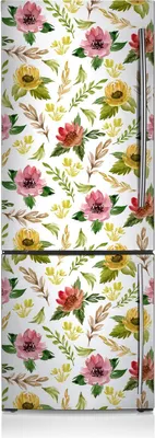 Produktbild von Dekoration Kühlschrank Aufkleber Magnete Küche Kühlschrankmagnete 60x190 cm - Aquarellblumen