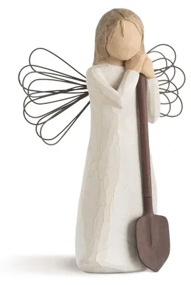 Engelfigur des Gartens, handbemalt, Harz, 14 cm, mehrfarbig