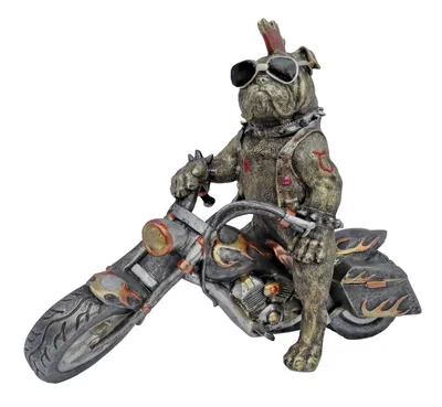 Produktbild von Bulldogge auf Motorrad Dogge Hund Deko Figur Skulptur Bull Terrier Mops Objekt