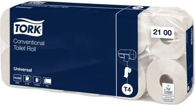 Obrázek produktu pro Toaletní papír "Universal", bílý, systém T4, 2 vrstvy, průměr 12,5 cm, TORK 110794