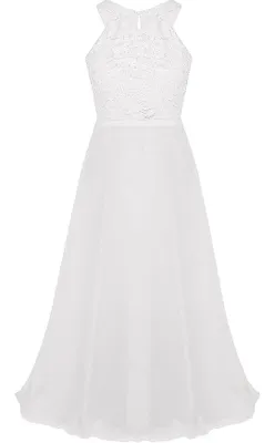 Zdjęcie produktu dla Elegancka koronkowa sukienka dla dziewczynek w rozmiarze 168 cm - idealna na uroczyste okazje, wesele, chrzciny, długa sukienka