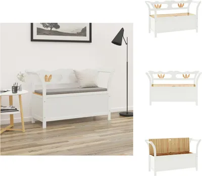 Obrázok produktu pre vidaXL Lavica biela 107x45x75,5 cm z masívneho jedľového dreva - Komody a lavice do predsiene