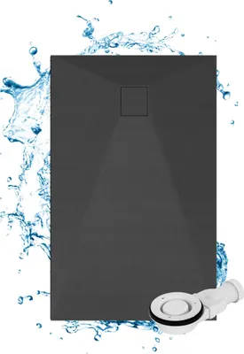 Immagine prodotto di Piatto doccia Granitan | Teja - 150x90 cm - Nero - Struttura robusta - Superficie antiscivolo - Versatile