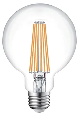 Obrázek produktu pro LED žárovka Alcapower G95 s vláknem, čiré sklo, 15 W, E27, 2500 lm, 4000 K (neutrální bílá), 360 stupňů, energetická třída C, 230 V AC