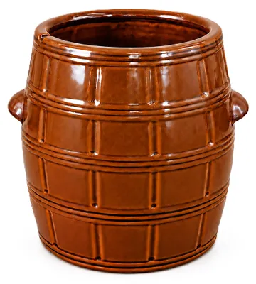 Produktbild von KERAZO 5 Liter Keramikfass braun Gärtopf Pökelfass Einlegetopf Rumtopf Sauerkrauttopf Fermentiertopf, braun