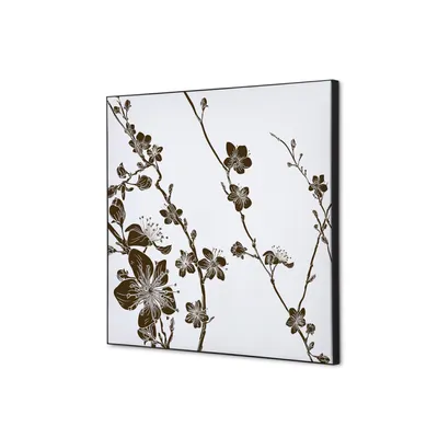 Produktbild von Showdown Spannstoff Wanddekoration - 40x40cm - Japanische Kirschblüte Dunkelbraun - Schwarzer Rahmen