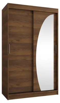 Produktbild von MIRJAN24 Kleiderschrank Wika 120, Schwebetürenschrank mit zwei Kleiderstangen, Garderobe (Farbe: Nuss Warmia, Größe: 120 cm, ohne Schubladen)