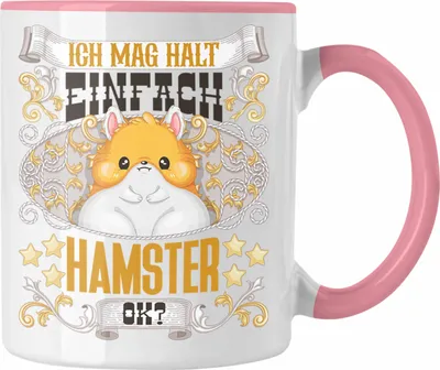 Produktbild von Trendation - Hamster Tasse Geschenk Hamster Besitzer Spruch Geschenkidee Ich Mag Halt Einfach Hamster Ok (Rosa)