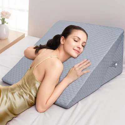 Image de Coussin de soutien pour lit INFANZIA, coussin d'angle, coussin triangulaire, pliable, en mousse à mémoire de forme