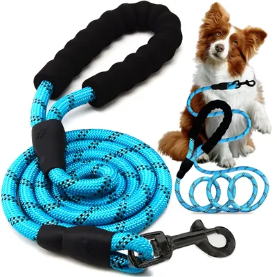 Produktbild von Hundeleine Reflektierend Profi Trainingsleine Führleine Reflektierende mit Kurzführer für Kleine und Große Hunde 1.5m Lange Nylon Blau Retoo