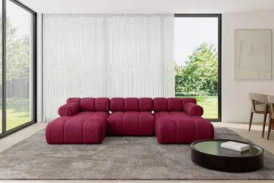 Produktbild von ALTDECOR Modulares Sofa Ecksofa in U-Form - Tesso-U1 - 285x160x70 cm Bordeauxrot Corner modular Sofa Eckcouch Couch Wohnlandschaft Cauchsofa Polstersofa