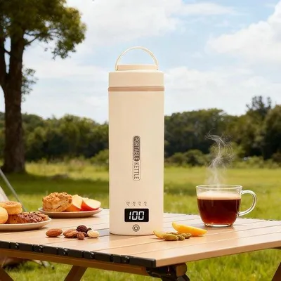 Produktbild von Mini Reise-Wasserkocher 450ml - Tragbar mit 4 Temperatur-Einstellungen - Stahl