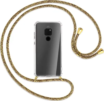 Produktbild von Handykette Backcover-Schutzhülle mit Band (Metall goldfarben) für Huawei Mate 20 - braun+beige