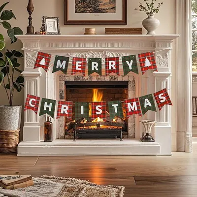 Zdjęcie produktu dla Baner Merry Christmas 2 szt Girlanda Świąteczna Dekoracja