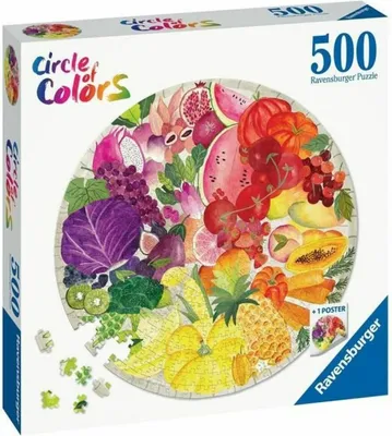 Image de Puzzle rond de 500 pièces Fruits et légumes. Cercle de couleurs. Abstrait. Adulte. Ravensburger