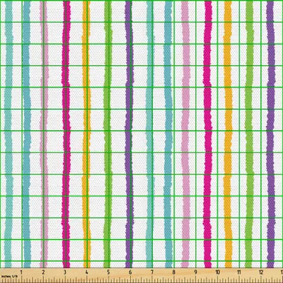 Image de ABAKUHAUS Tissu abstrait vendu au mètre, motif Vivid Glücklich Motley de style grunge, rayures colorées dans des tons vifs, 2 m (148 x 200 cm), multicolore