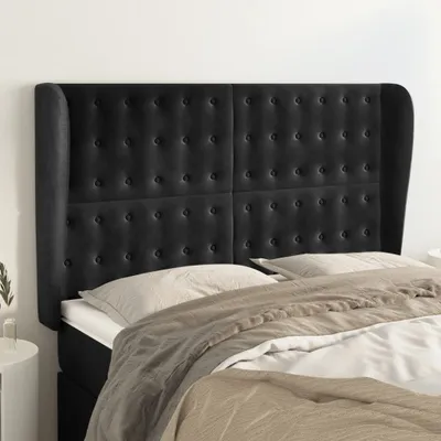 Produktbild von The Living Store Kopfteil mit Ohren Schwarz 147x23x118/128 cm Samt