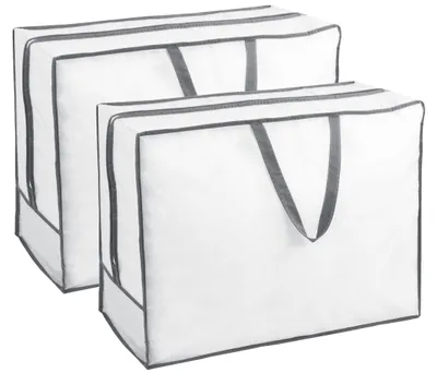 Produktbild von 2er Set Aufbewahrungstasche für Bettdecken Kissen Kleidung, weiß, 65x50x25 cm